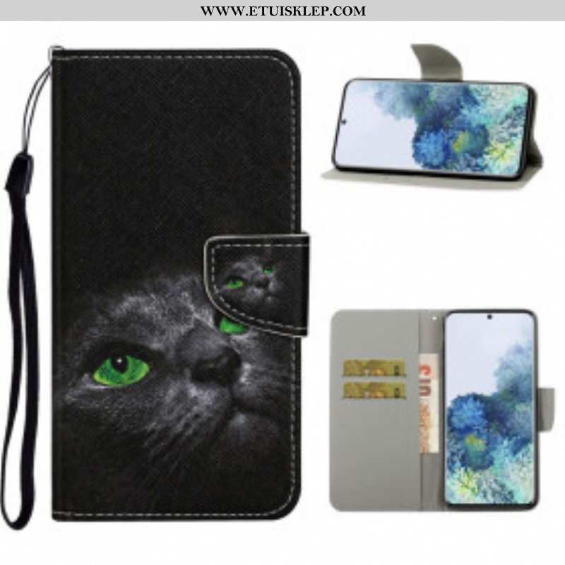 Etui Folio do Samsung Galaxy S21 Ultra 5G Zielonooki Kot Ze Smyczą